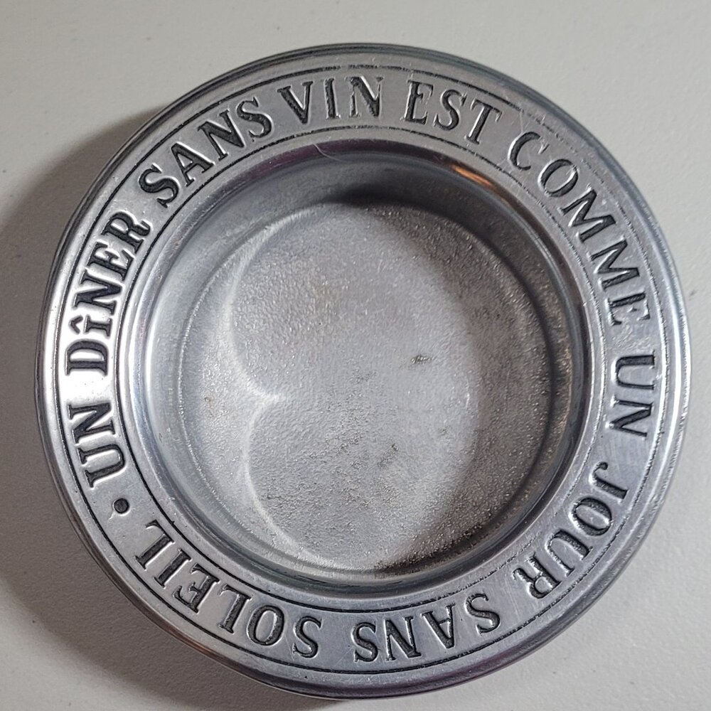 Wine Bottle Coaster Pewter UN DINER SANS VIN EST COMME UN JOUR SANS SOLEIL